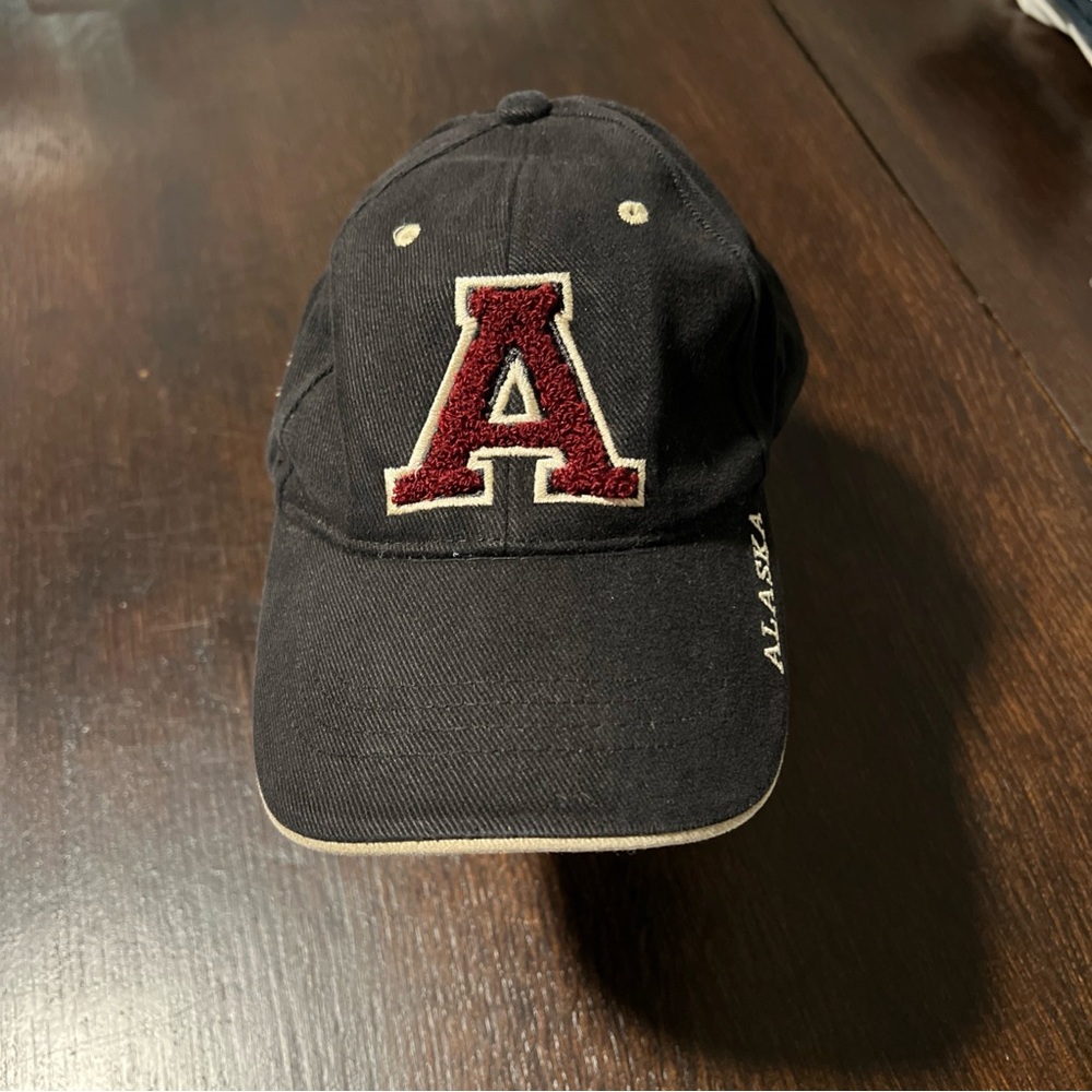 Vintage Black Alaska Baseball Cap with Red 'A' Patch